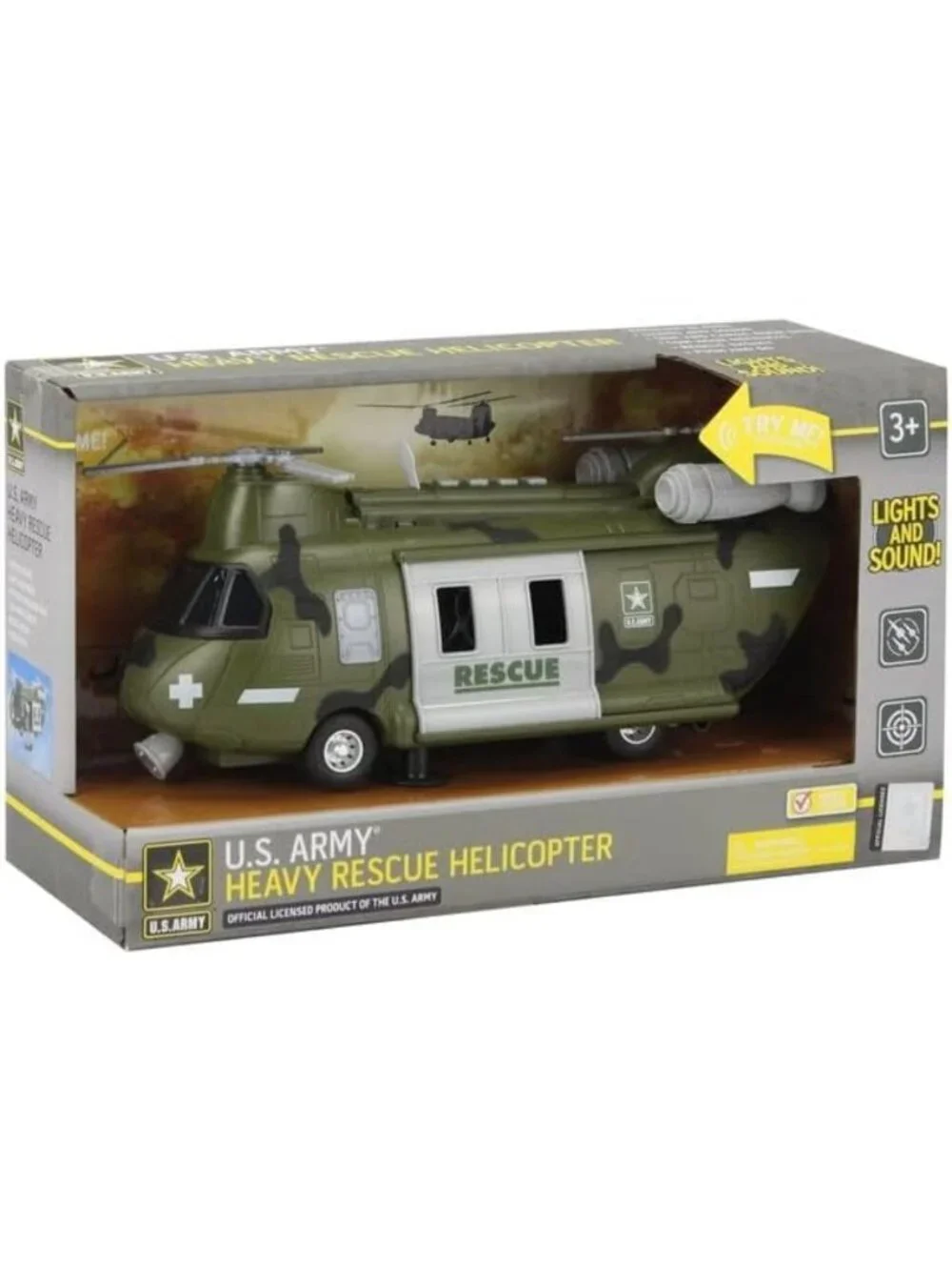 Military Helicopter Toy with Lights & Sounds, Rescue Copter Model for Kids 3